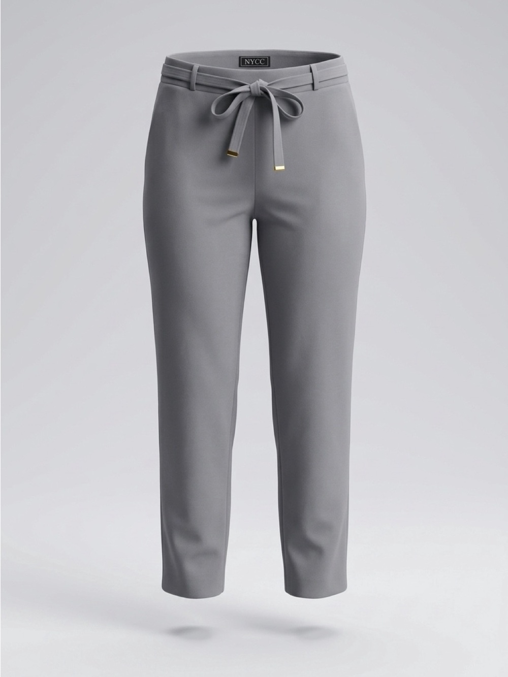 NYC Light Gray Cropped Tie-Waist Ankle Pants